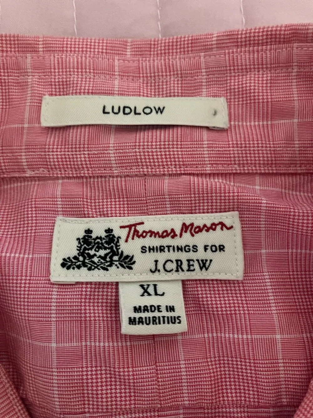 Thomas Mason Shirtings for J.Crew Ludlow style XL pink windowpane cotton shirt